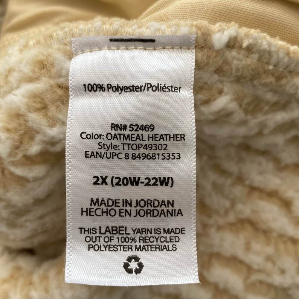 TIME & TRU Top Faux Sherpa Oatmeal Heather Women's Plus Size 2X (20W-22W) - Picture 12 of 12